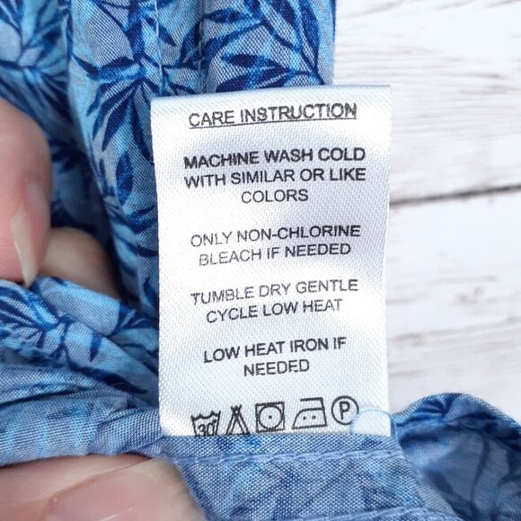 Denim & Flower Ricky Singh Mens Button Up Shirt L Slim Fit Blue Leaf Print 643 - Picture 5 of 5